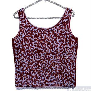 Stephen Chu Vintage Fully Lined Sequined and Beaded Sleeveless Top M